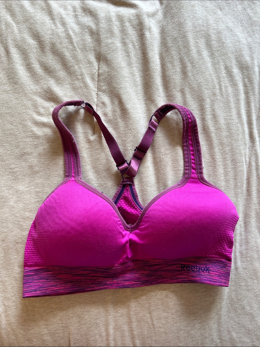 Reebok Hot Pink Seamless Molded-Cup Racerback Sports Bra